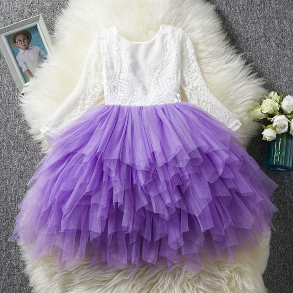 Purple Lace and Tulle Girls' Dress